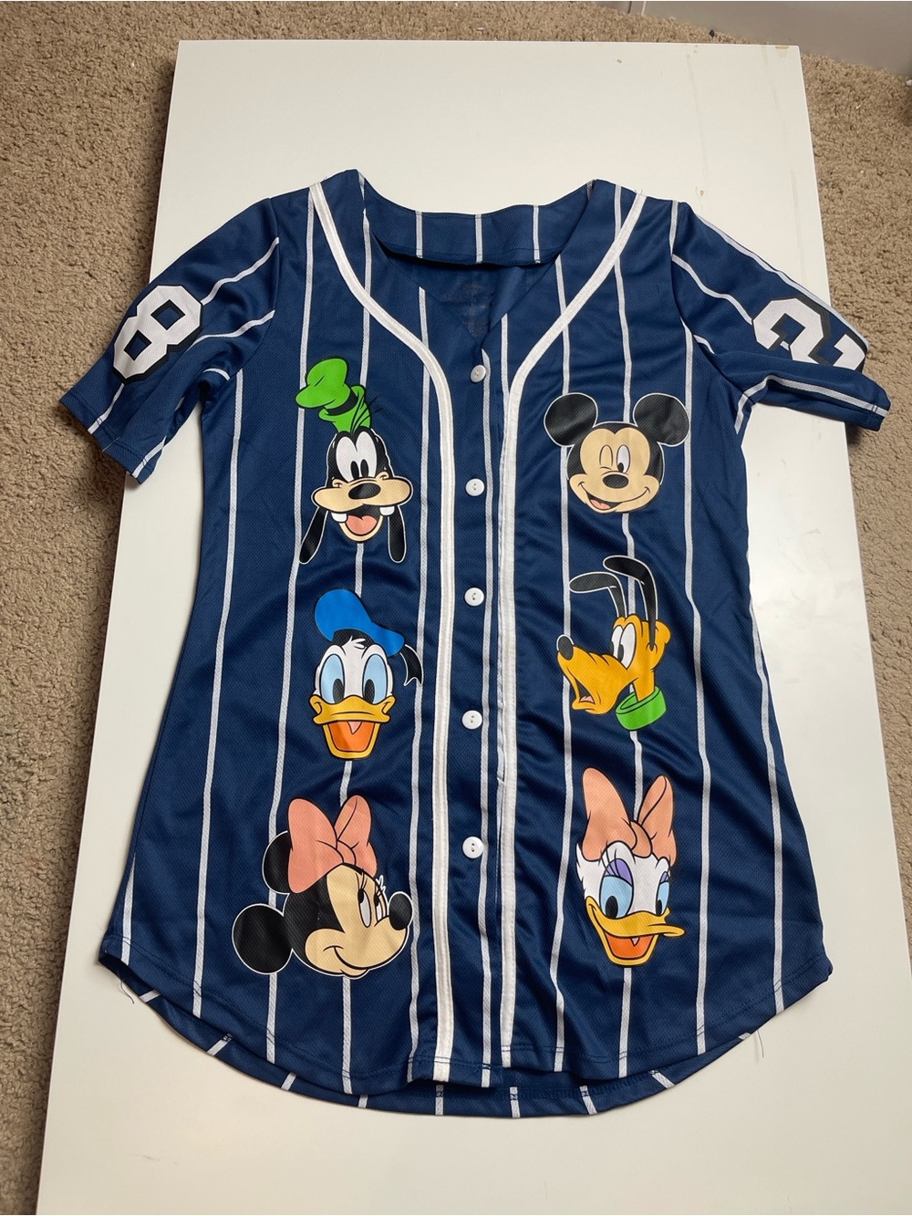 Navy Disney Character Stripe Baseball Jersey Top - Women’s